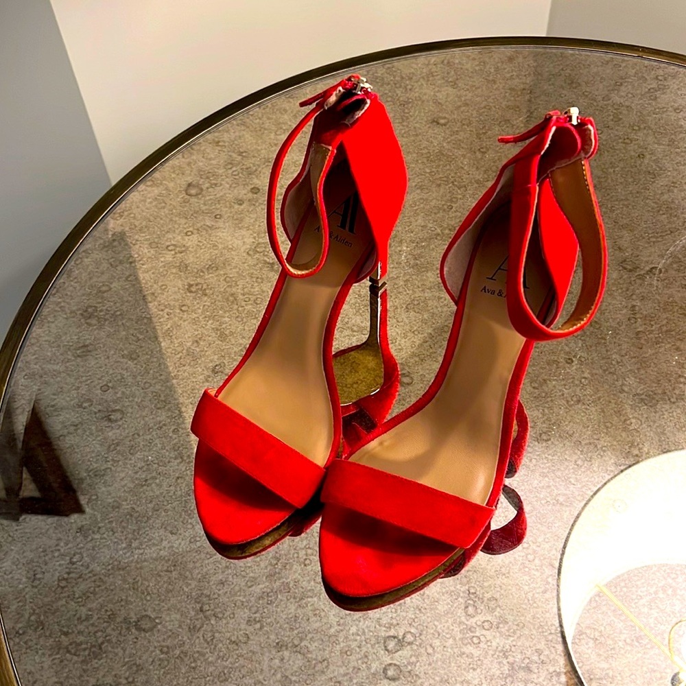 Red suede red sandals